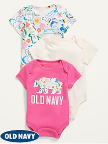  OLD NAVY Short-Sleeve Bodysuit 3-Pack for Baby - BORN TO BE