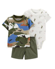  3-Piece Dinosaur Little Short Set by Carters - BORN TO BE