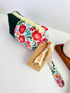 Quilted handmade pouch with wristlet- Day Dream Print