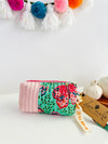 Quilted handmade pouch with wristlet- Butterfly Haven Print