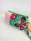 Quilted handmade pouch with wristlet- Butterfly Haven Print