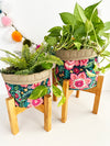 Planter basket with wooden stand- Enigma