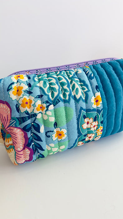 Quilted handmade pouch with wristlet- Euphoria Print