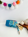 Quilted handmade pouch with wristlet- Euphoria Print