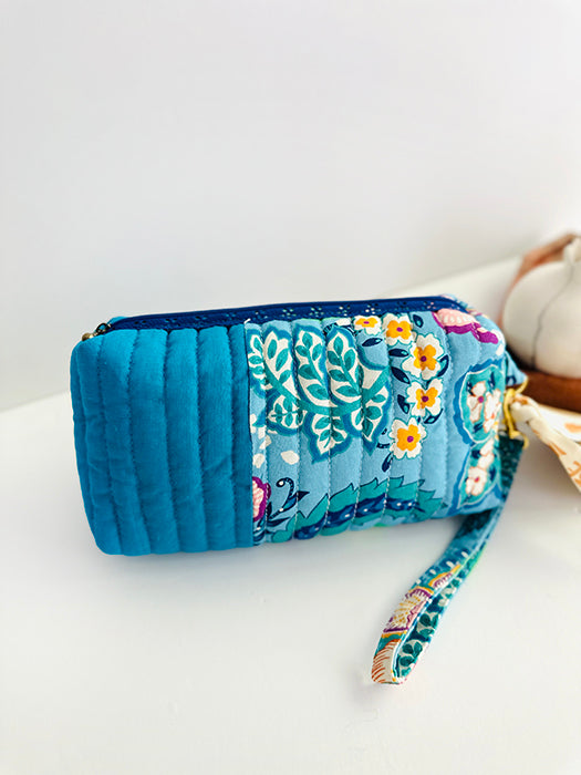 Quilted handmade pouch with wristlet- Euphoria Print