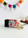 Quilted handmade pouch with wristlet- Day Dream Print