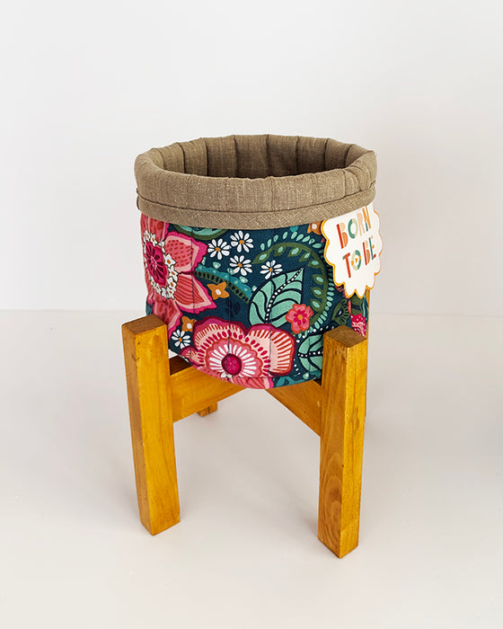 Planter basket with wooden stand- Enigma