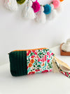 Quilted handmade pouch with wristlet- Day Dream Print