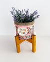 Planter basket with wooden stand- Blush