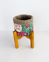 Planter basket with wooden stand- Butterfly Haven