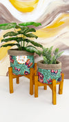 Planter basket with wooden stand- Butterfly Haven