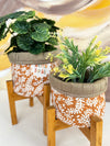 Planter basket with wooden stand- Marigold