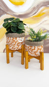 Planter basket with wooden stand- Marigold