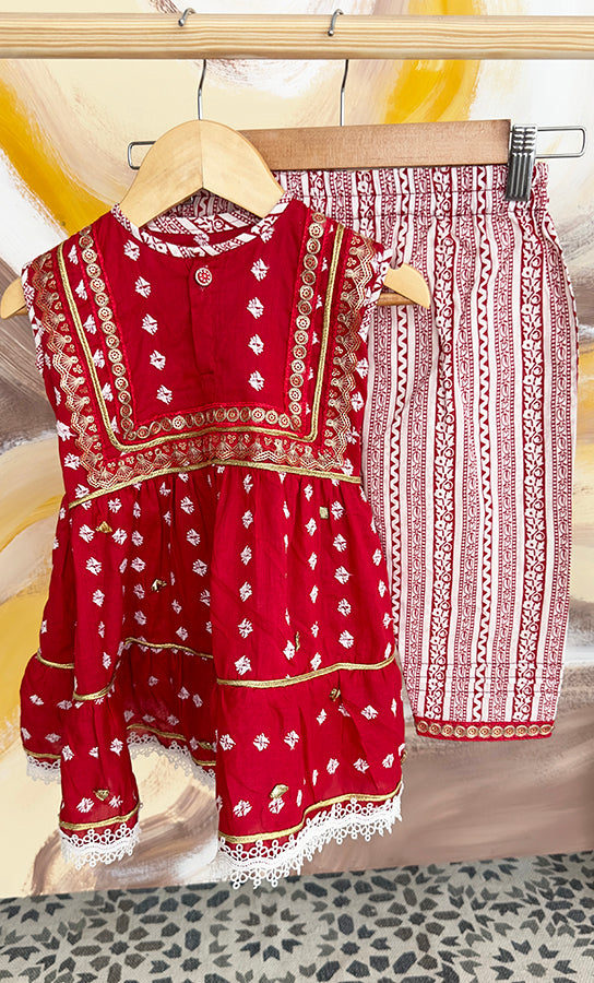 Sparkle 2 piece Ensemble- Red - BORN TO BE