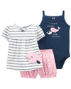 3-Piece Whale Little Short Set - BORN TO BE