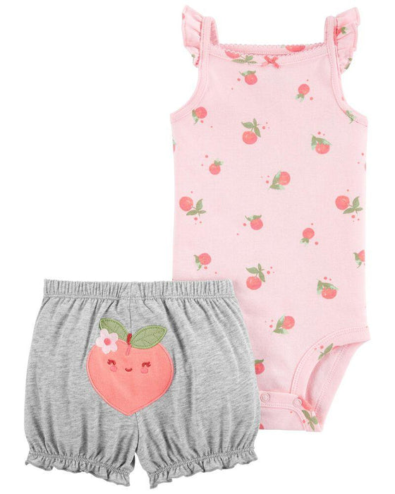 2-Piece Peach Bodysuit & Short Set - BORN TO BE