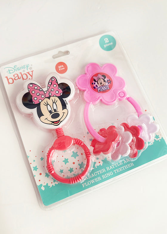 Minnie Mouse Rattle and Flower Ring Teether- by Disney - BORN TO BE