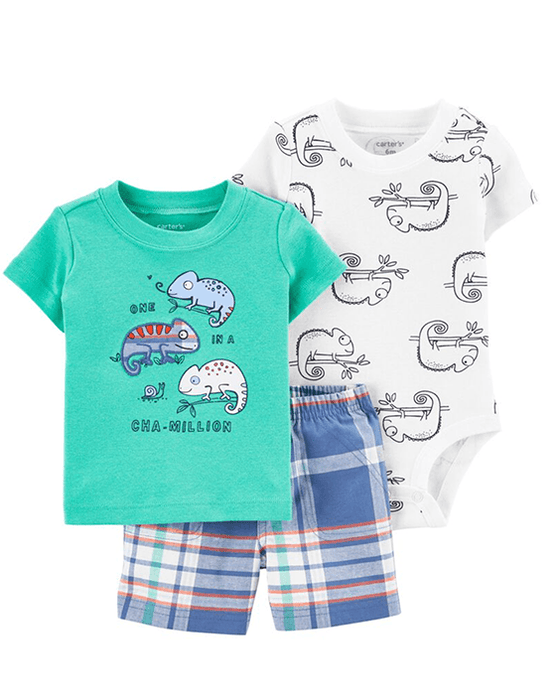 3-Piece Chameleon Little Short Set by Carters - BORN TO BE