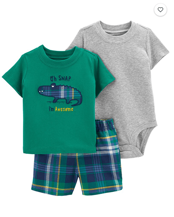 3-Piece Alligator Little Short Set by Carters - BORN TO BE