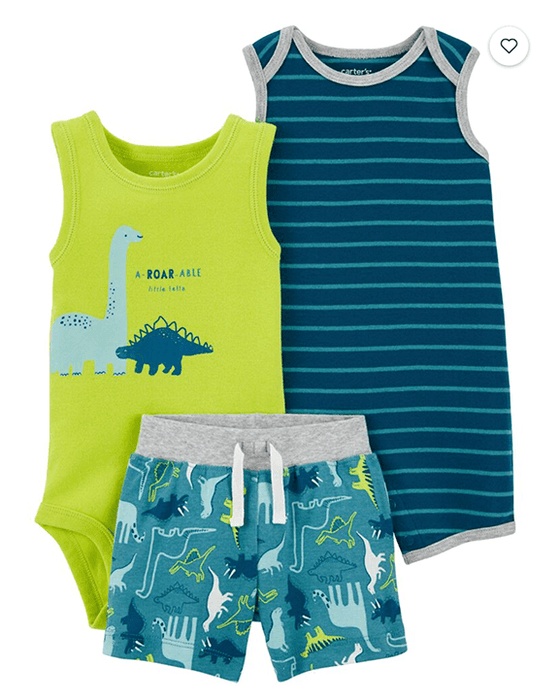 3-Piece Dinosaur Bodysuit & Short Set by Carters - BORN TO BE